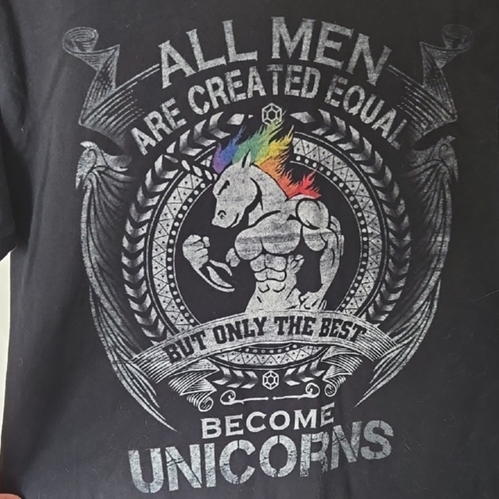 Black Short Sleeve Tee with Unicorn Graphic - Picture 3 of 4
